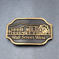 Vintage Solid Brass Belt Buckle WALL STREET WEST 3 1/2" x 2 1/8"