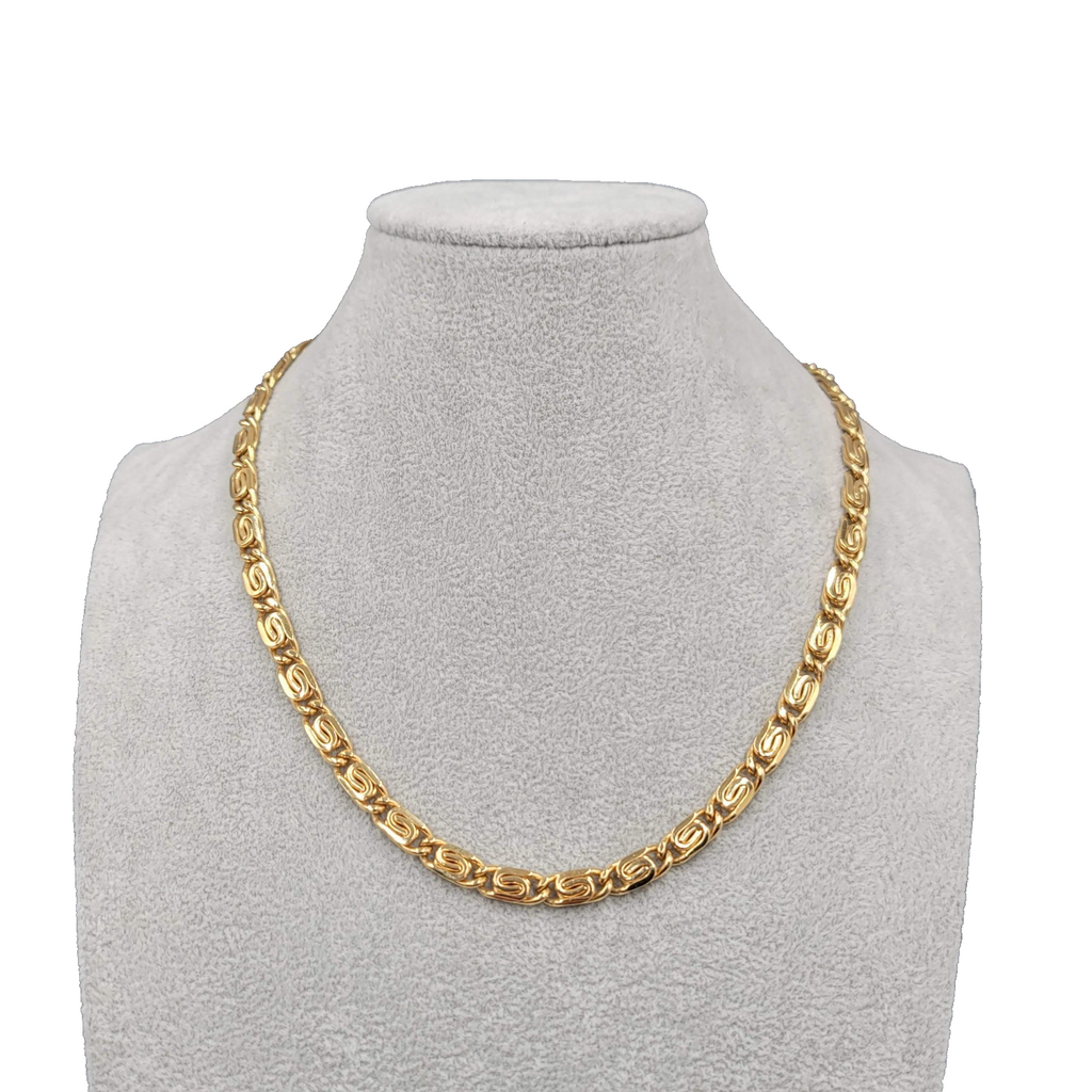 Vintage Scroll Chain Necklace Gold Plated 1/4 " wide 18" Long