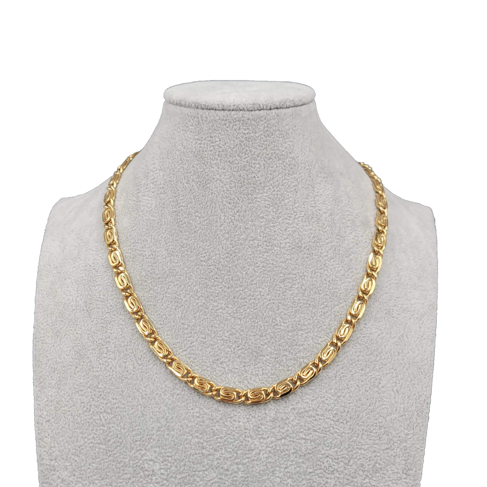 Vintage Scroll Chain Necklace Gold Plated 1/4 " wide 18" Long