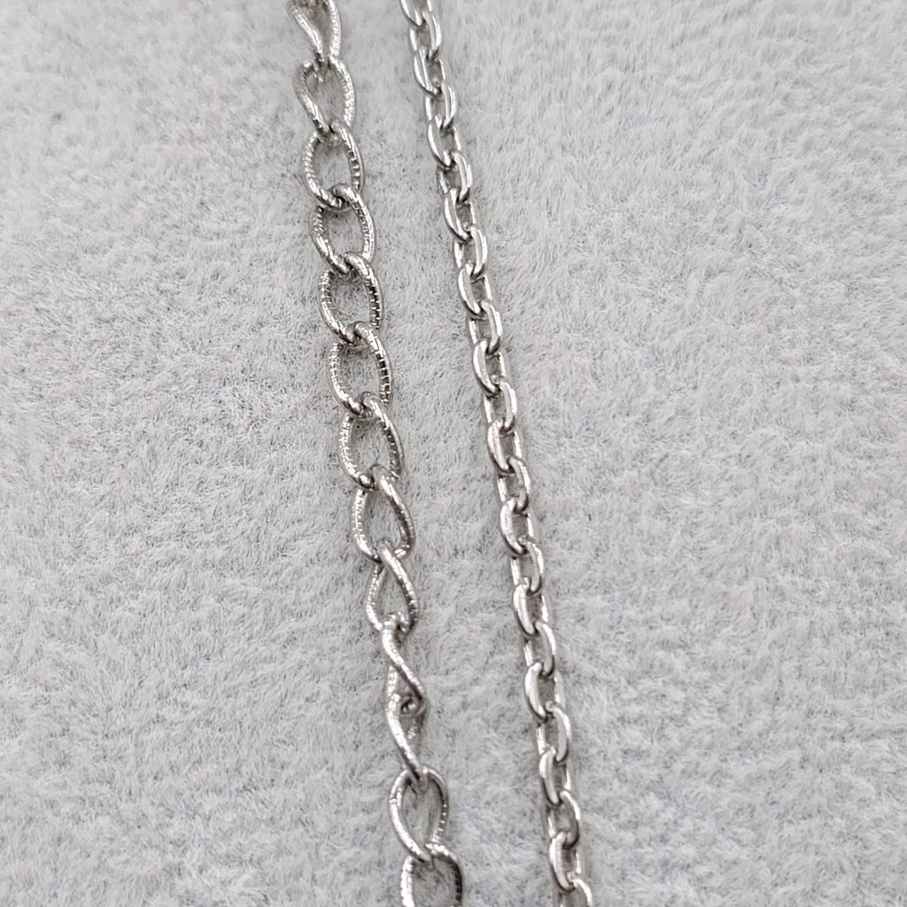 Vintage Necklace Double Chain Silver tone Long 24" & 28"