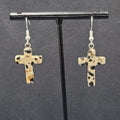 Sterling Silver Cross Pierced Earrings 925 Jasper Stone 1"