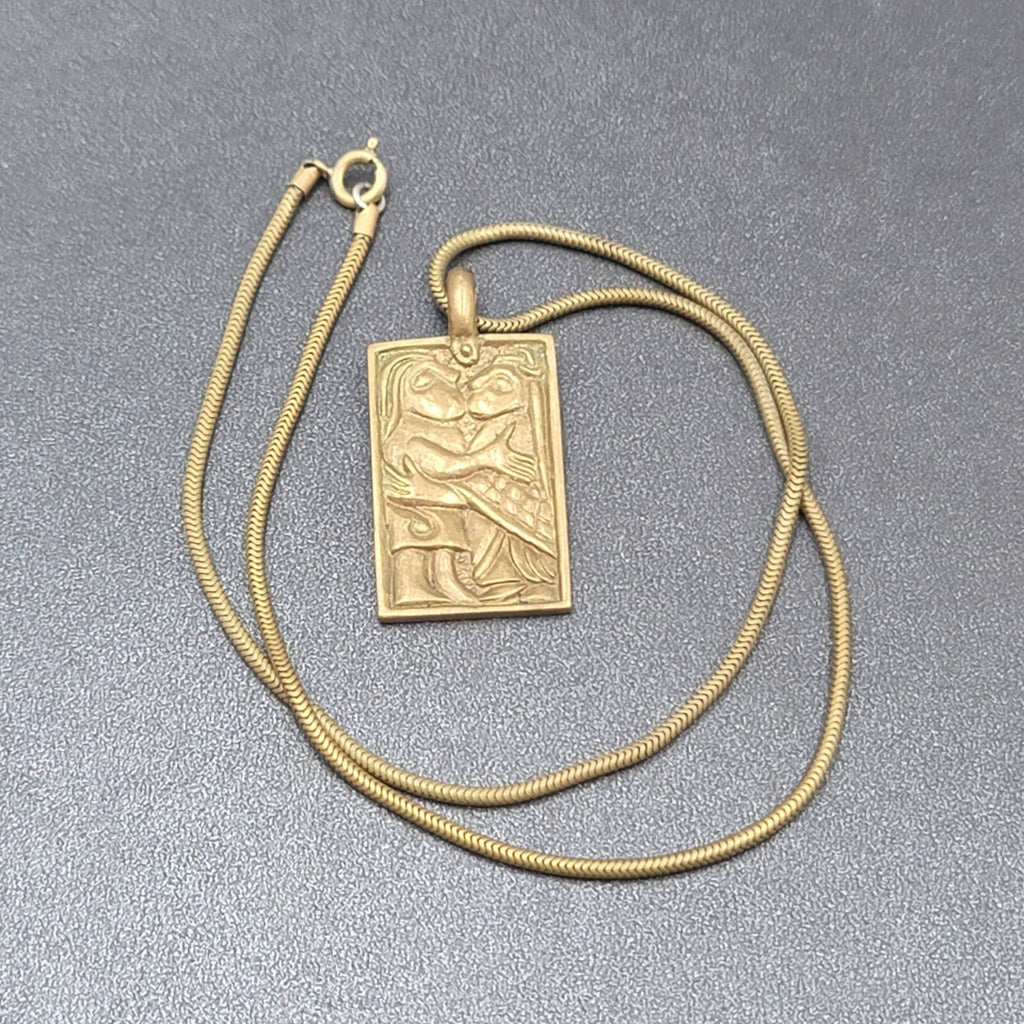 Freyr and Gerdr Sacred Marriage Brass Necklace 18" Snake Chain