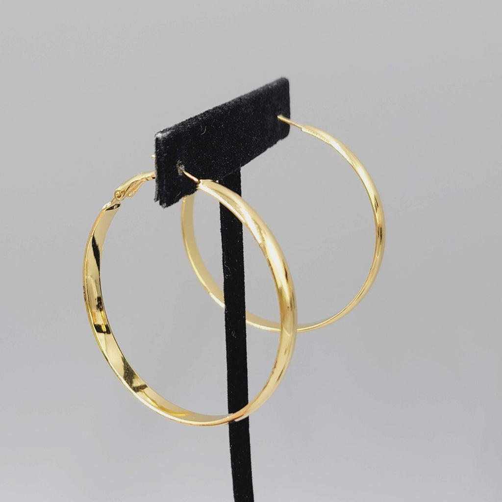 Large Hoop Pierced Earrings Gold tone Hoops 2"