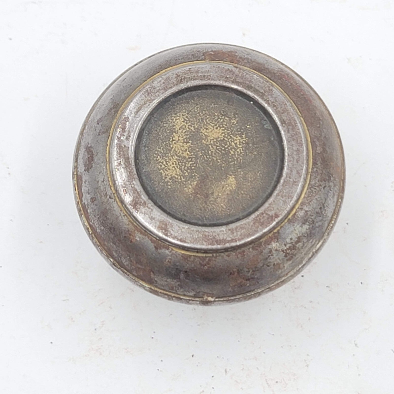 Vintage SINGLE Doorknob Gray Steel Ring Salvage Door Hardware 2.25"