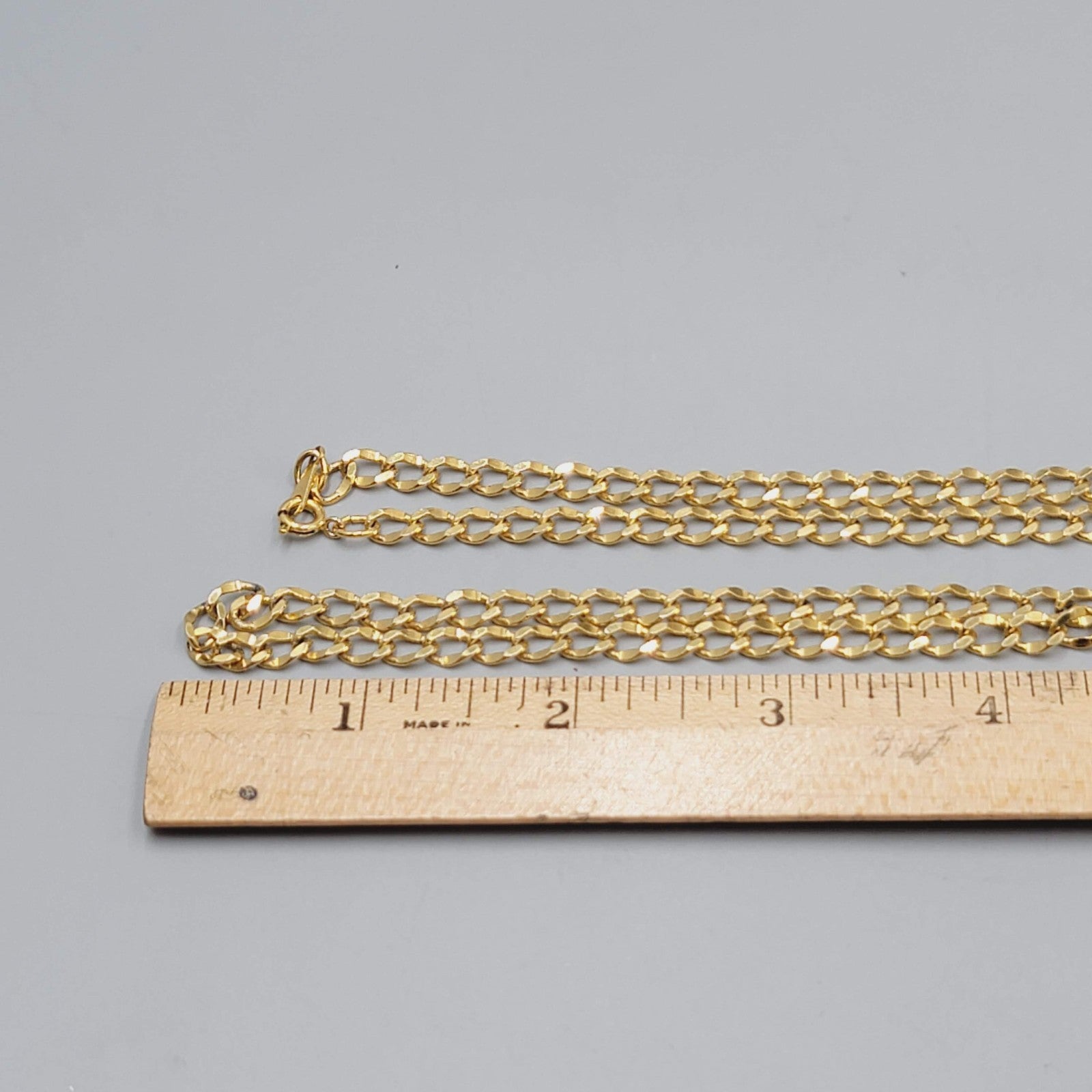Vintage Gold Plated Curb Chain Necklace Long 24" Estate Costume Jewelry