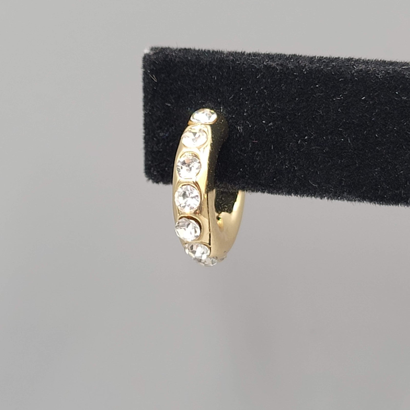 Huggie Hoops Crystal Studded Pierced Earrings 1/2"