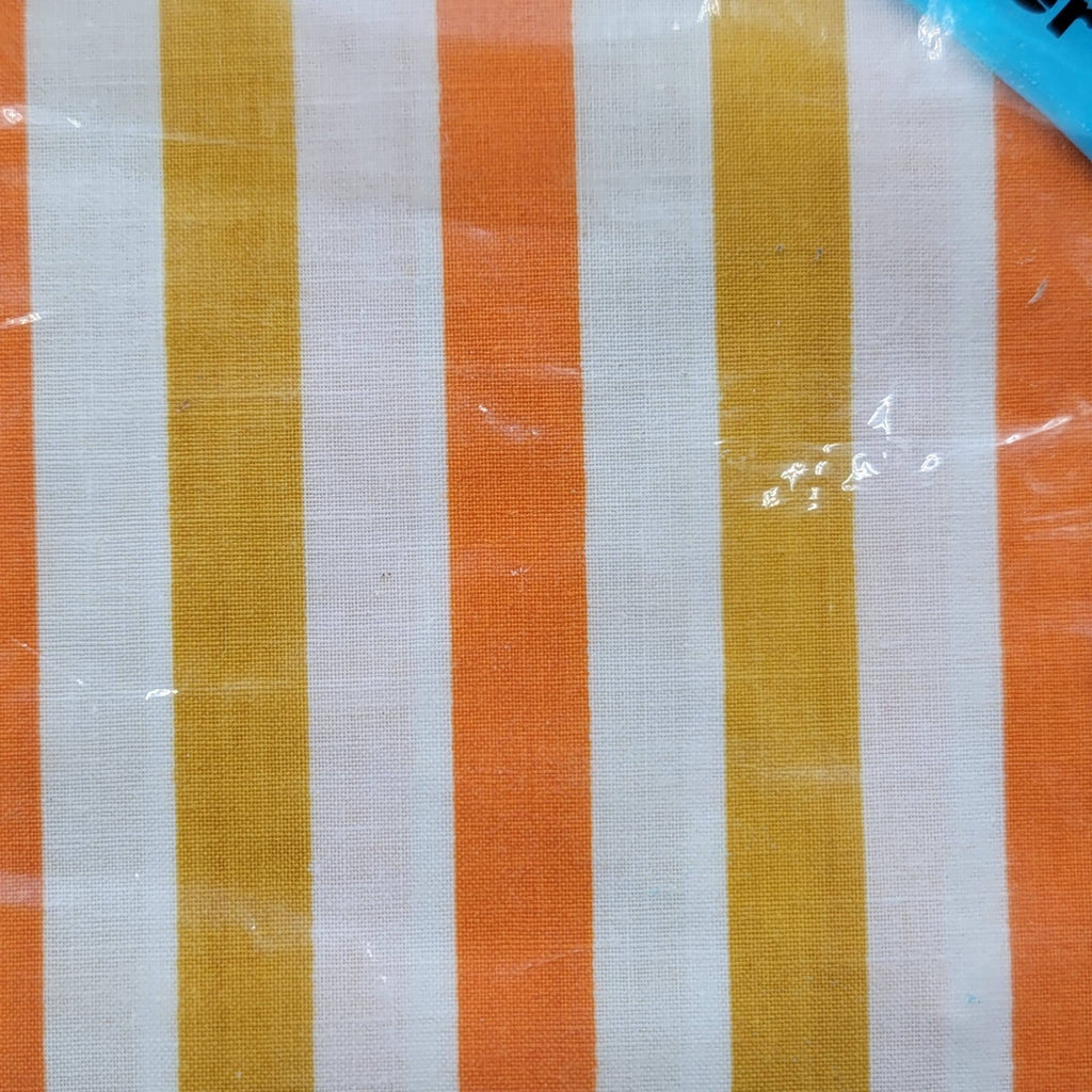 Vtg Penn-Prest Non Iron Orange Striped Double Bed Fitted Sheet Polyester Cotton