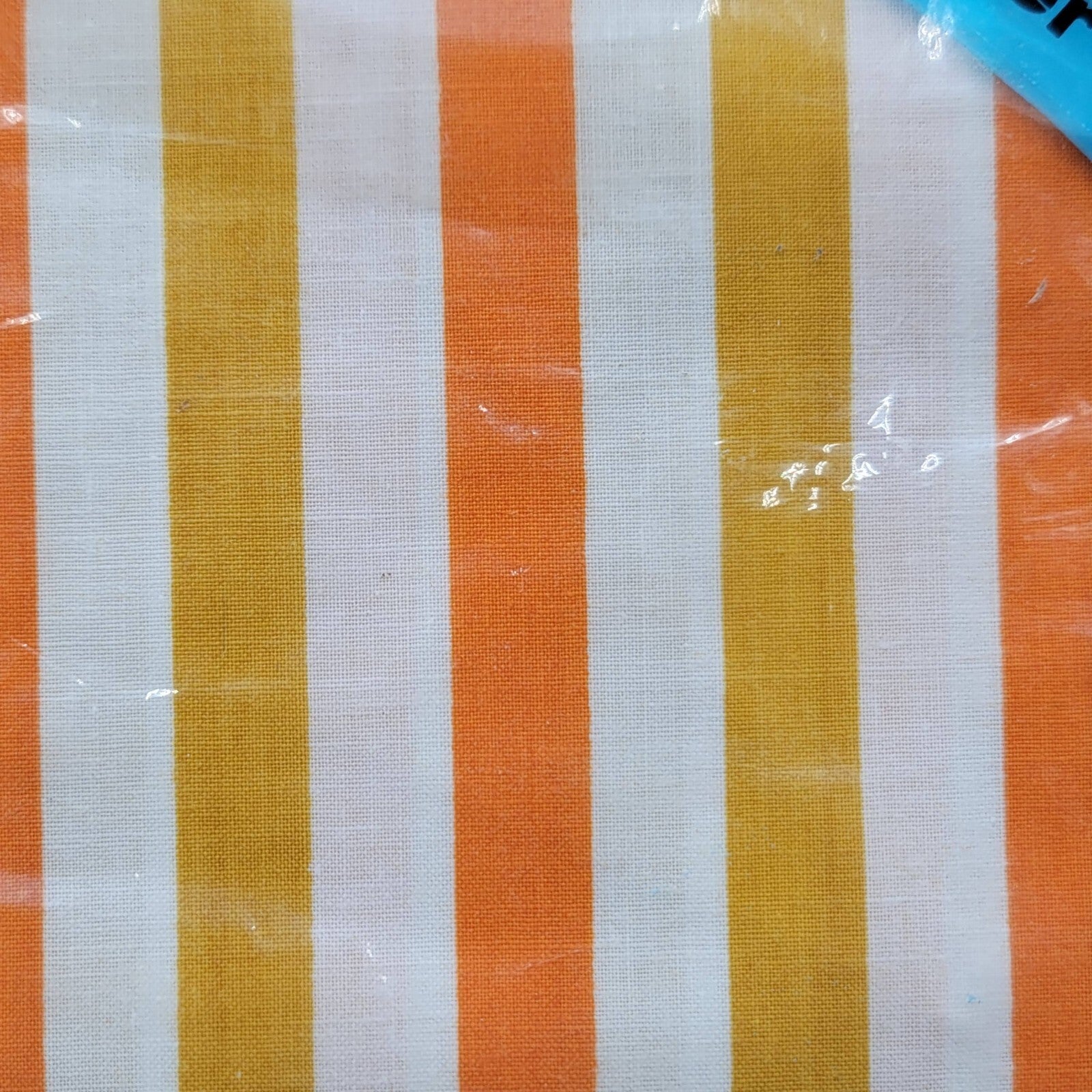 Vtg Penn-Prest Non Iron Orange Striped Double Bed Fitted Sheet Polyester Cotton