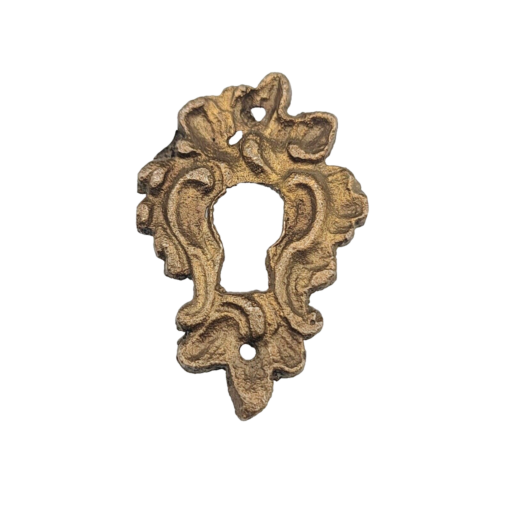 Vintage Ornate Brass Skeleton Keyhole Escutcheon 2" x 1.25" SINGLE ONLY