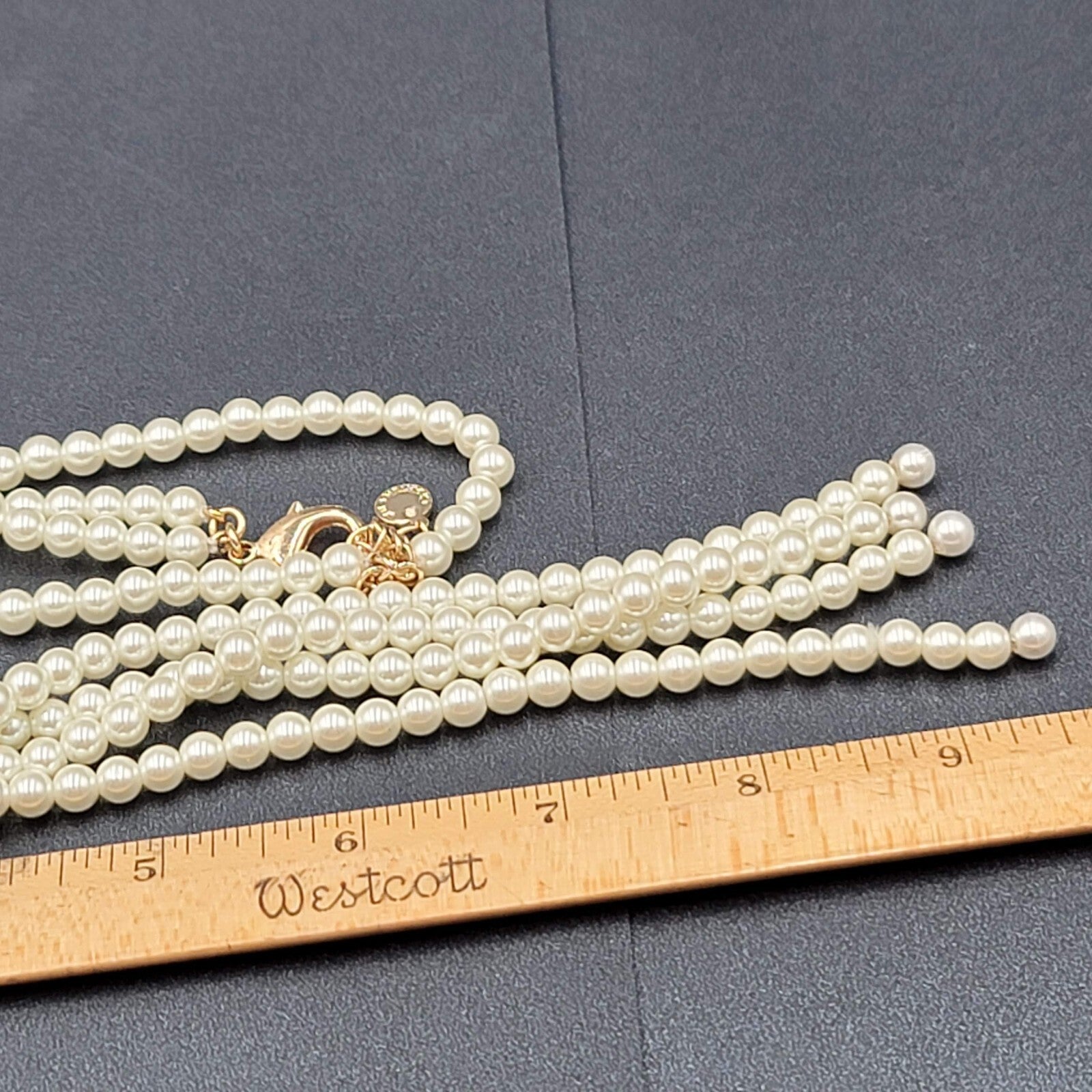 Charter Club Necklace White Faux Pearl Multi Strand Knot Long 28"-30" +6"