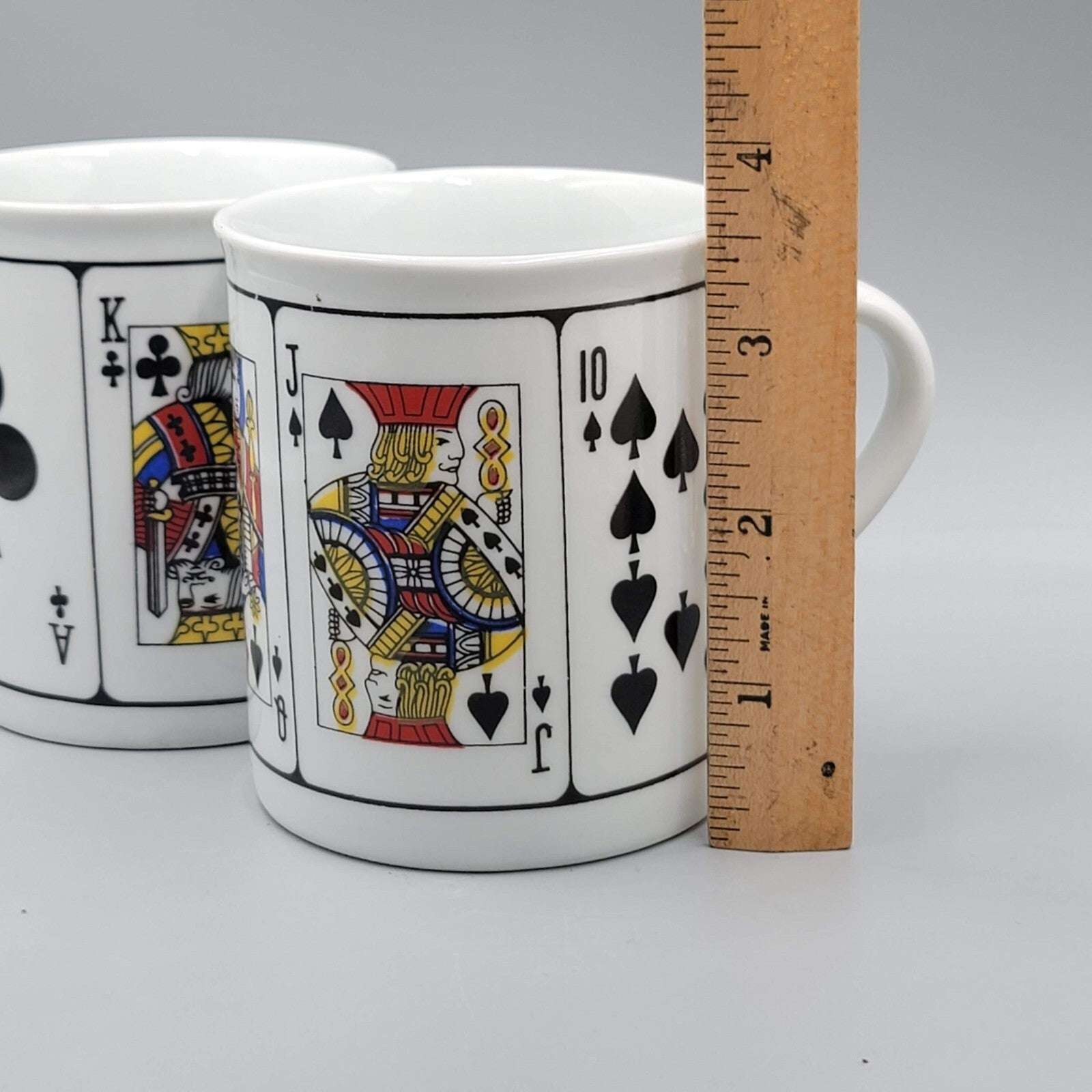 Vintage Playing Card Coffee Mugs Set Jobar International Poker Casino 2 Cups