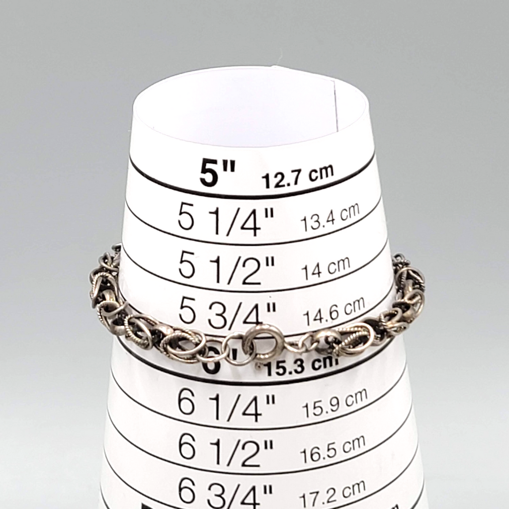 Vintage Byzantine Chain Bracelet Silver Tone Small Spring Ring Clasp 6 in