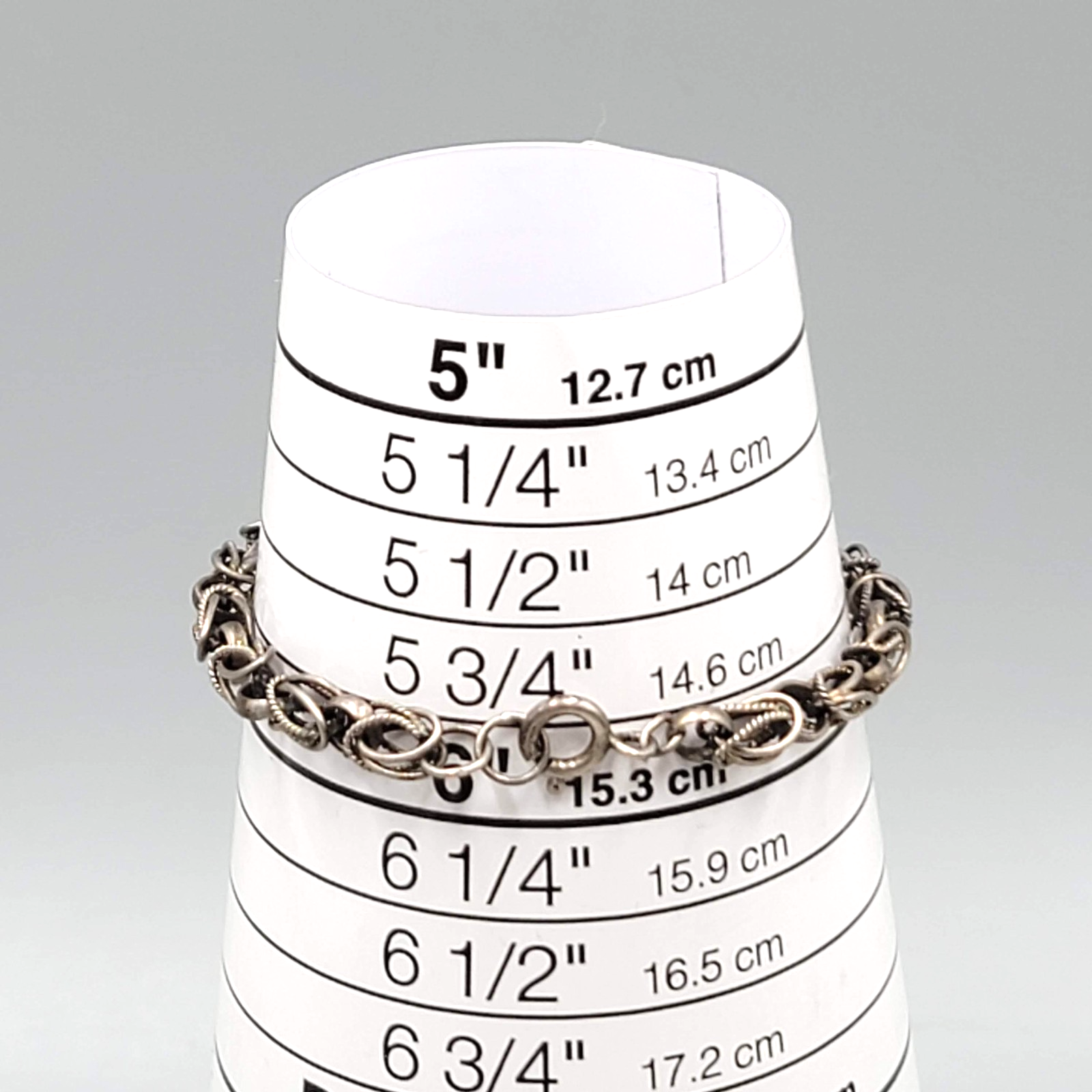 Vintage Byzantine Chain Bracelet Silver Tone Small Spring Ring Clasp 6 in