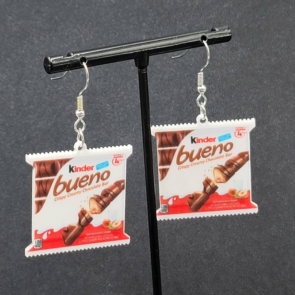 Pierced Earrings Kinder Bueno Fun Snack Dangle 1.25"
