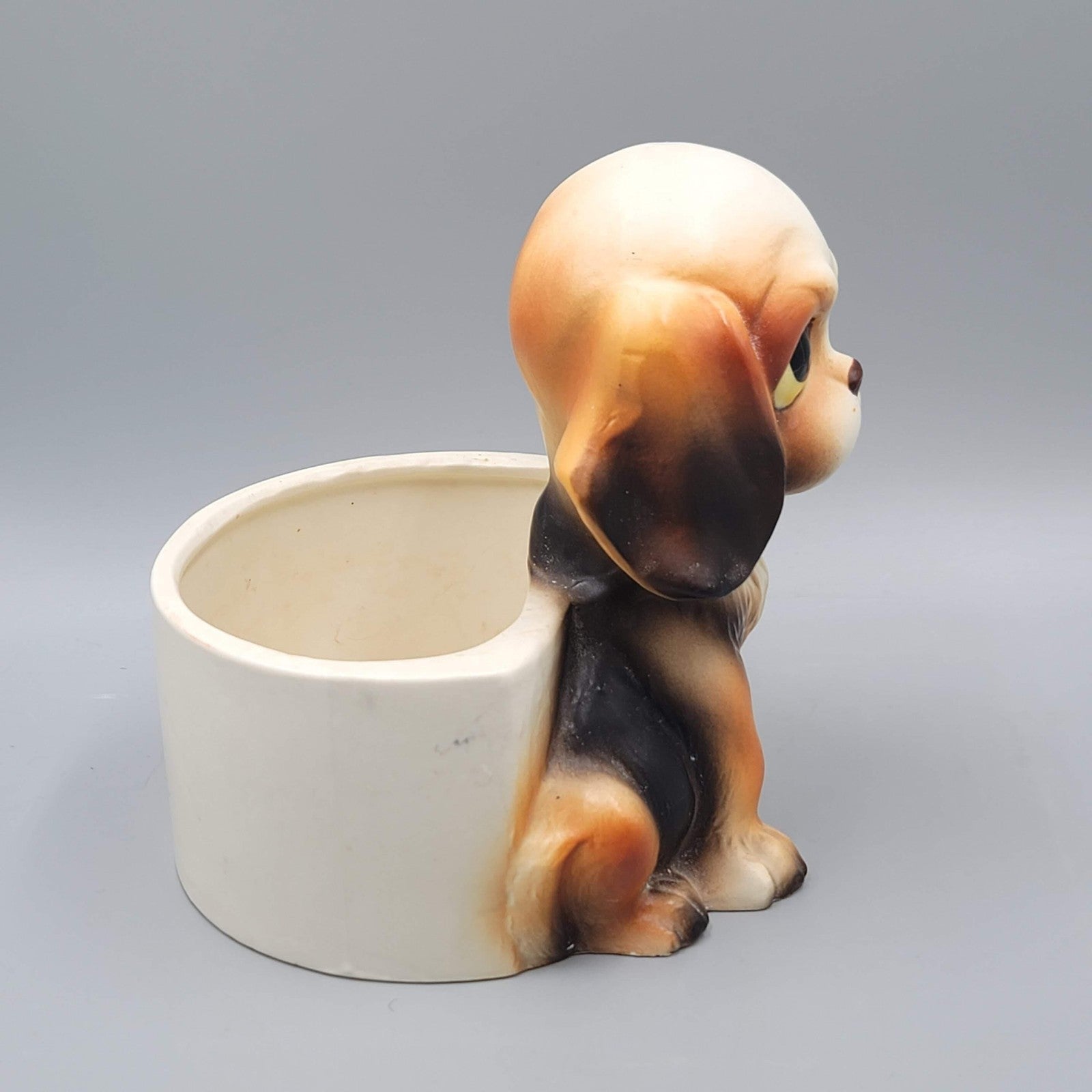 Vintage Lefton Japan Puppy Dog Planter Big Eyes Ceramic H6974 Beagle