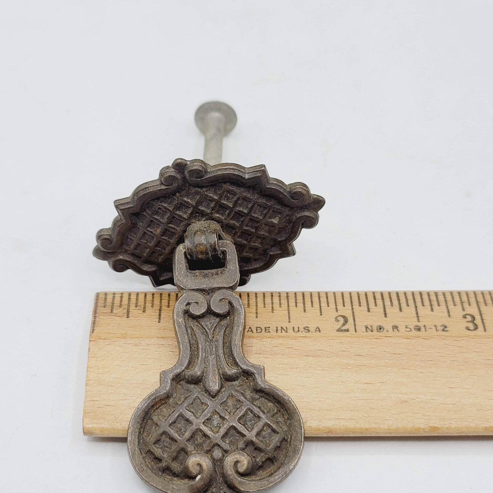 Vintage Steel Drawer Pull Hardware Ornate Drop Bail 6233