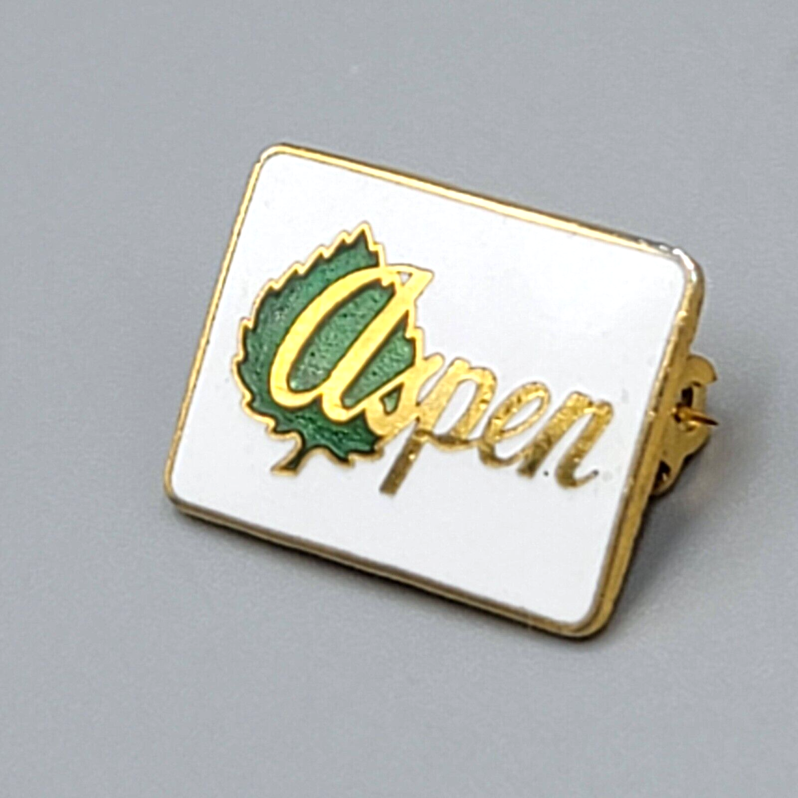 Vtg Aspen Ski Resort Colorado Souvenir Enamel Lapel Pin Badge Leaf Logo