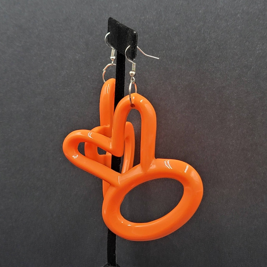 Extra Large Pierced Earrings Orange Acrylic Bunny?? OK?? 3"
