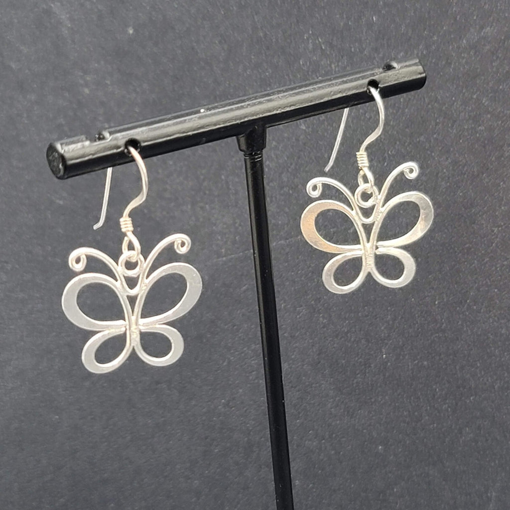 Butterfly Sterling Silver Pierced Earrings 925 5/8"