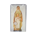 Saint Ann St Anne Medal Necklace with Prayer Card Catholic Silver Tone Shrine