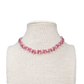 Pink Seed Bead Flower Choker Necklace 12"-15"
