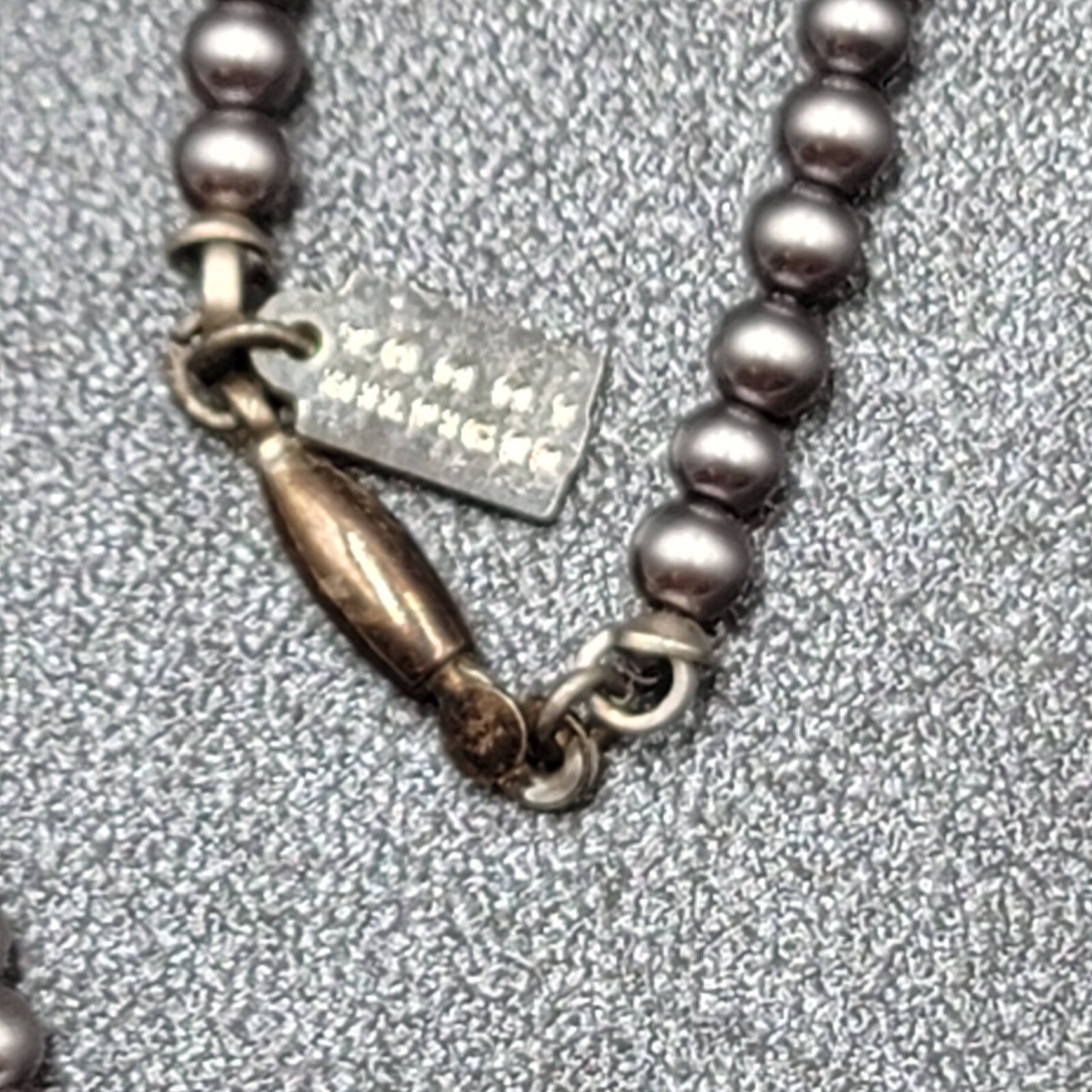 Tommy Hilfiger Necklace Small Dainty Gray Bead Signed 16"