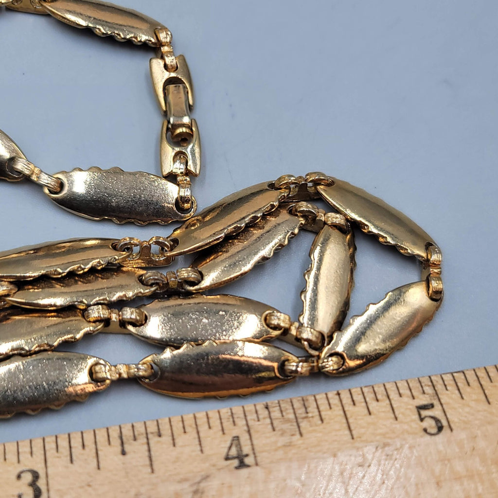 Vintage Bar Chain Necklace Gold Tone Statement 33" Estate Costume Jewelry