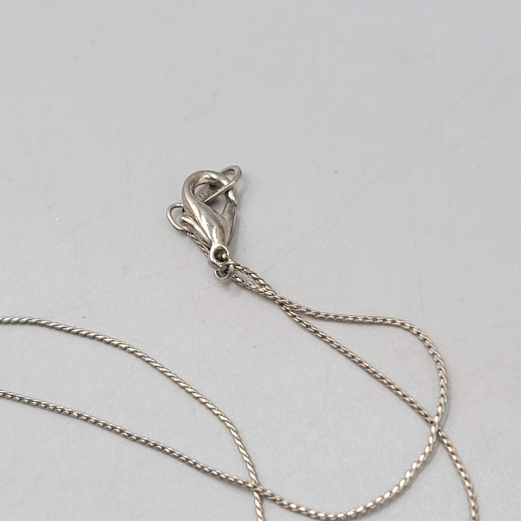 Black Bead Blue Stone Long Station Necklace Silver tone 30 in