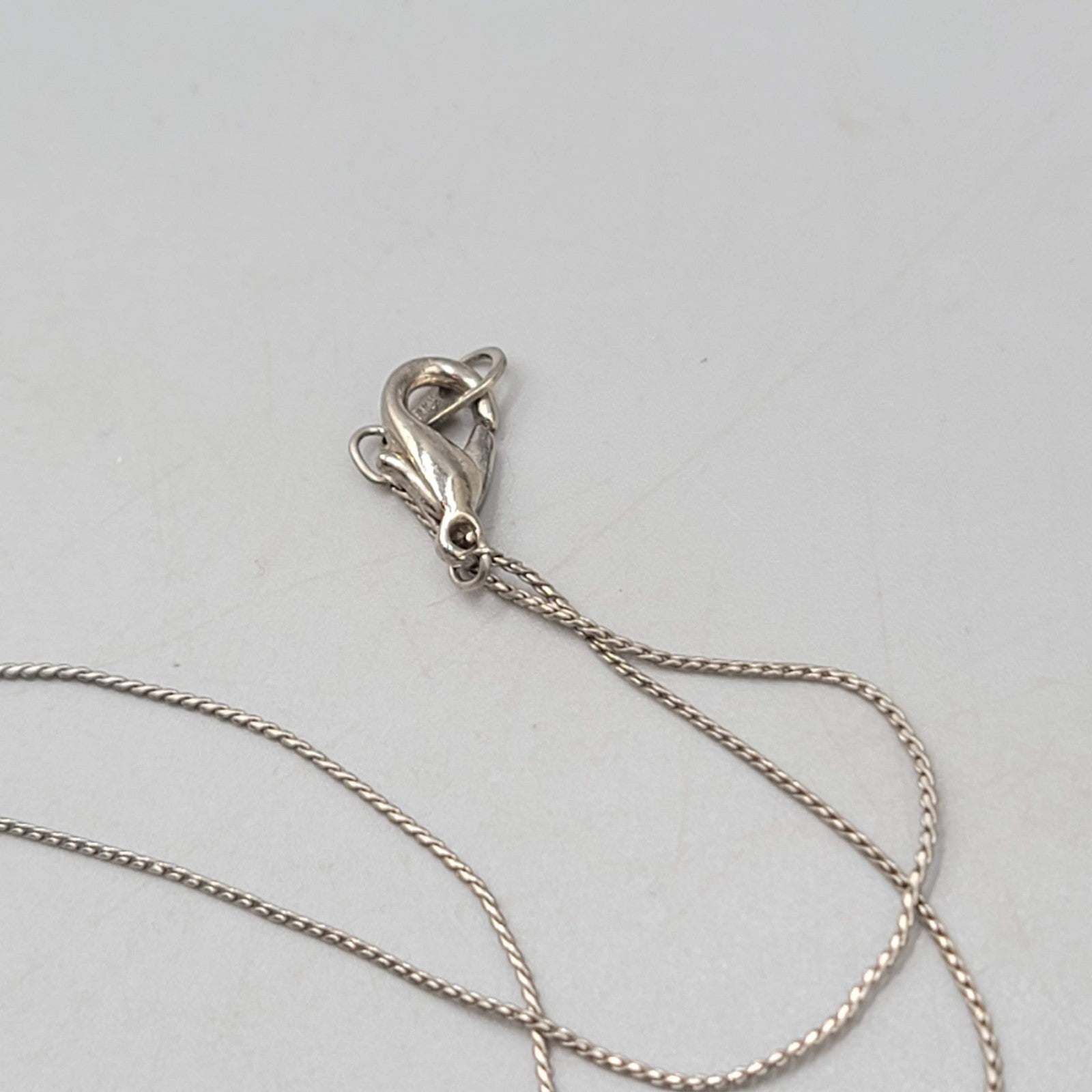 Black Bead Blue Stone Long Station Necklace Silver tone 30 in