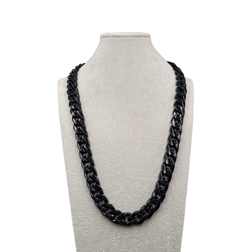 Black Acrylic Link Necklace Long Statement 28"