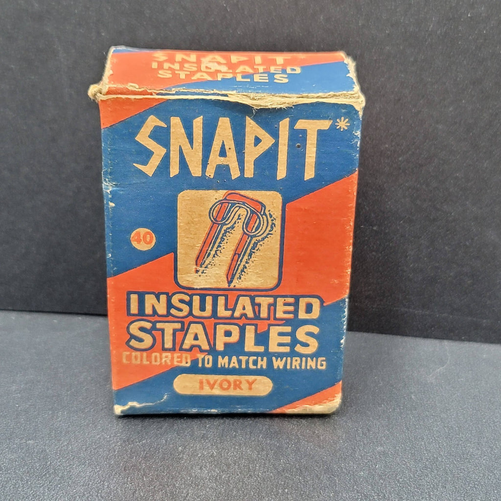 Vintage Mid Century Box of SNAPIT Insulated Staples White