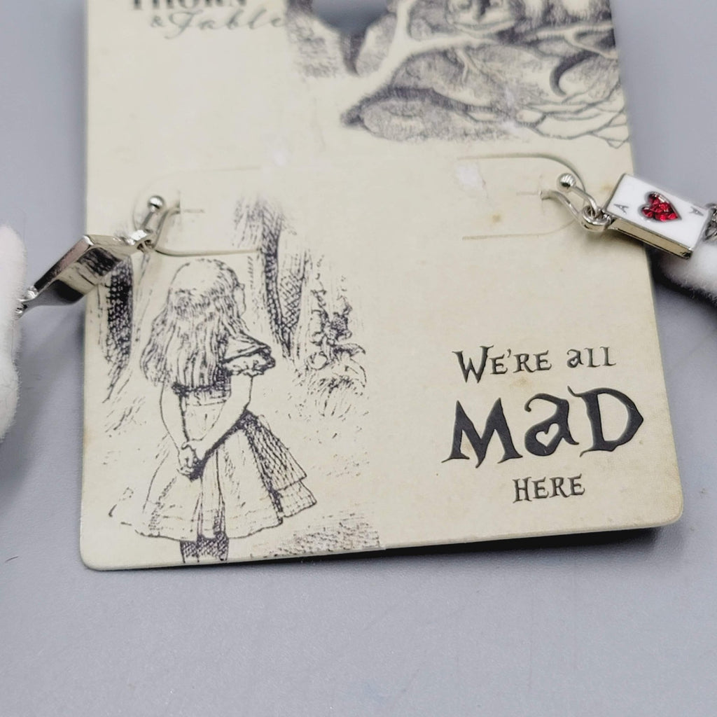 Thorn & Fable Pierced Earrings Alice in Wonderland Bunny Dangle NWT 2"