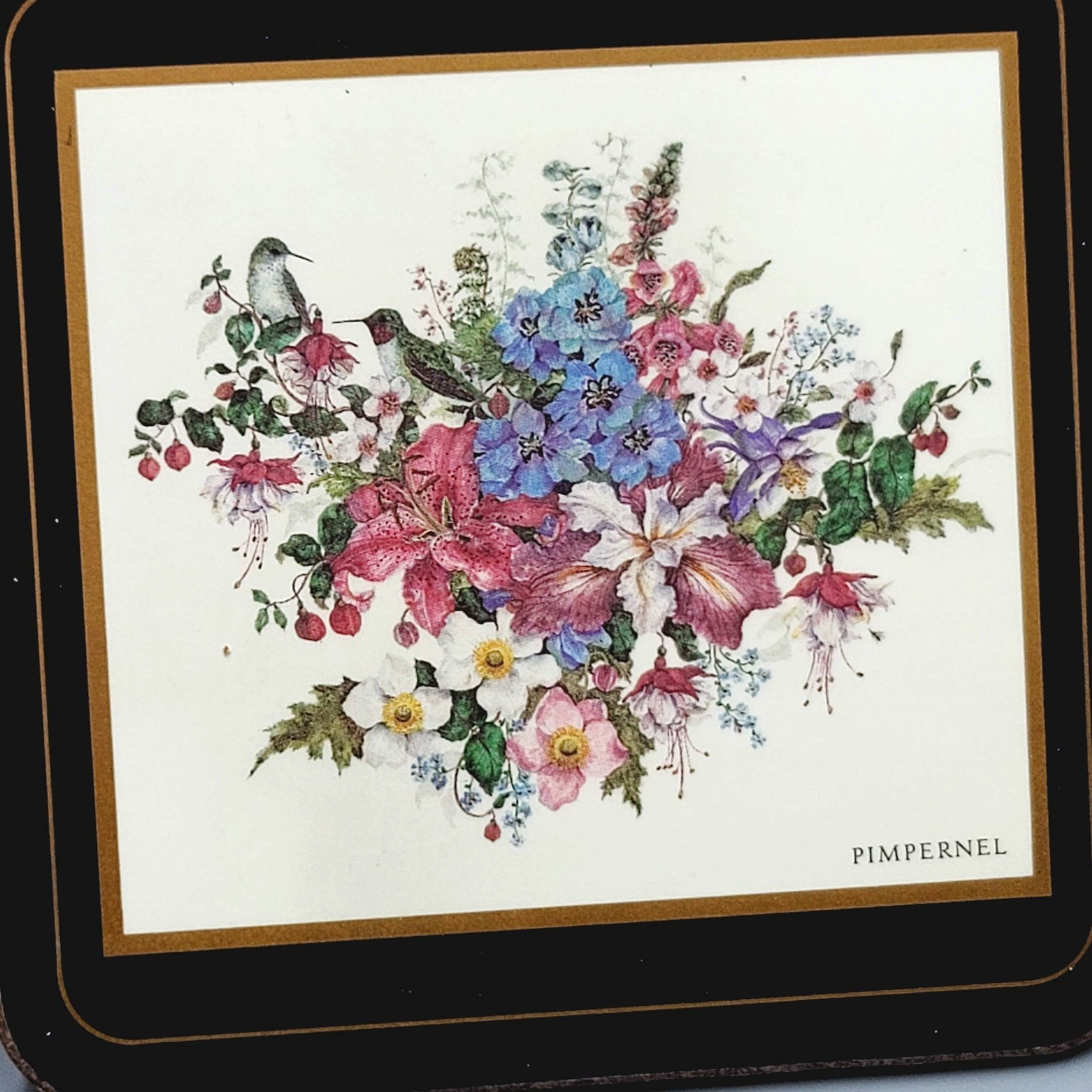 Vintage Pimpernel Birds and Flowers Coasters Made in England Set of 6 NOS