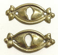 PAIR (2) Vintage Brass Skeleton Key hole Escutcheon 2" x 7/8"