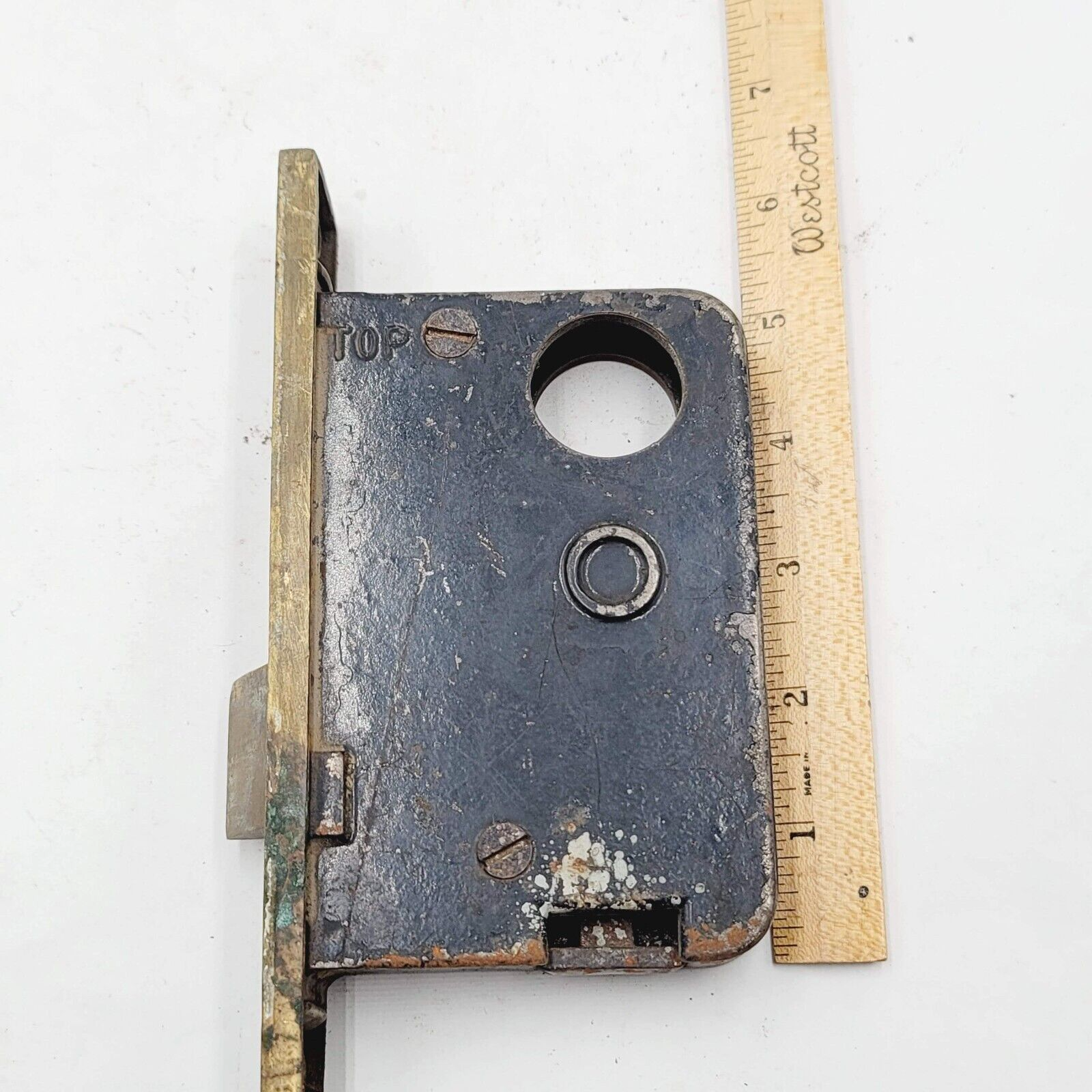 Vintage Mortise Lock Door Hardware Salvage Grip Lever Deadbolt Exterior Brass