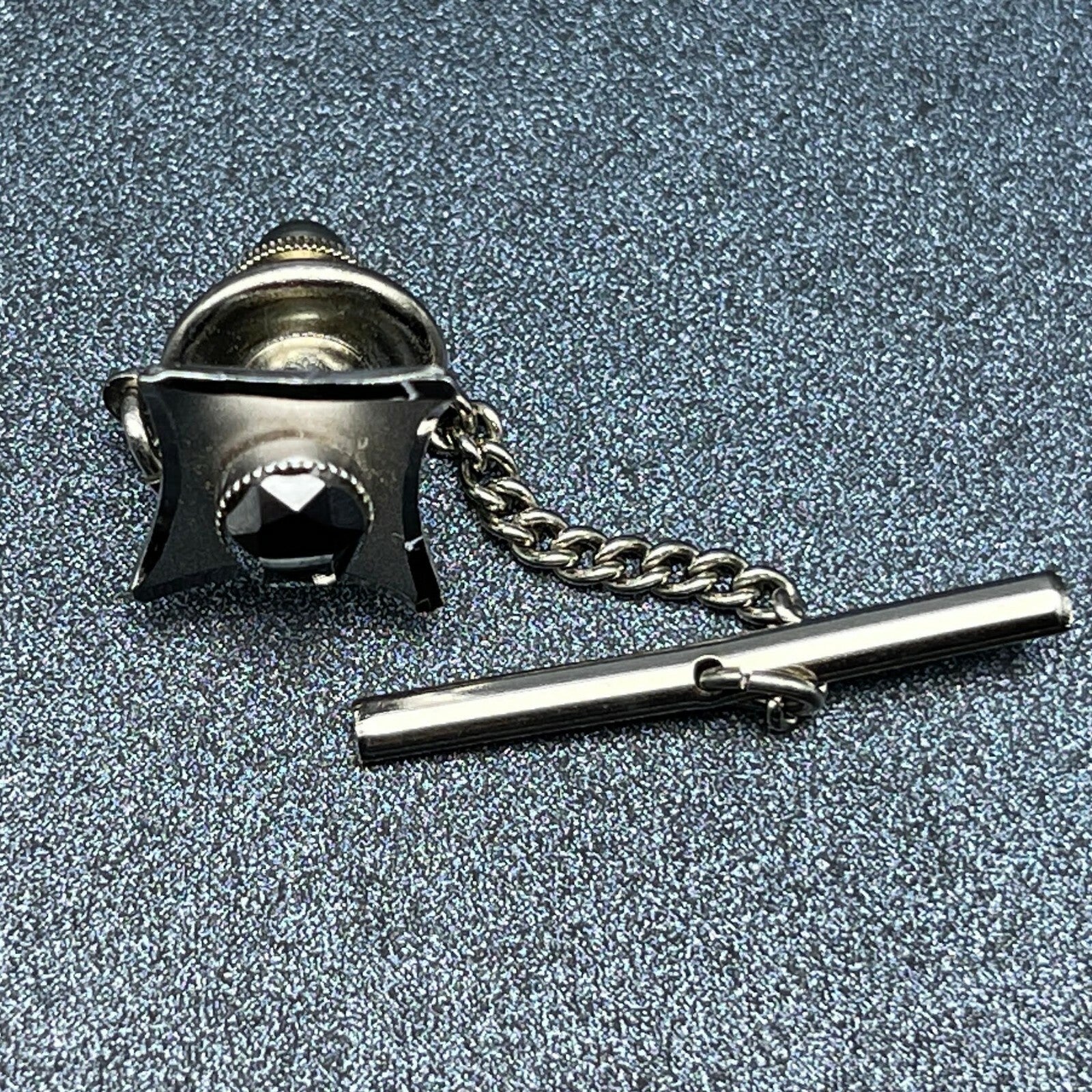 Vintage Marcasite Tie Tack Tie Pin Necktie Silvertone Formal Wear Groom Gift 
