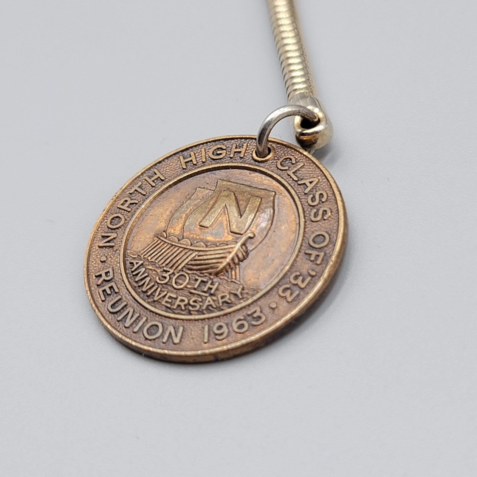 Vintage North High School 1933 - 1963 Class Reunion Keychain Metal Key Ring