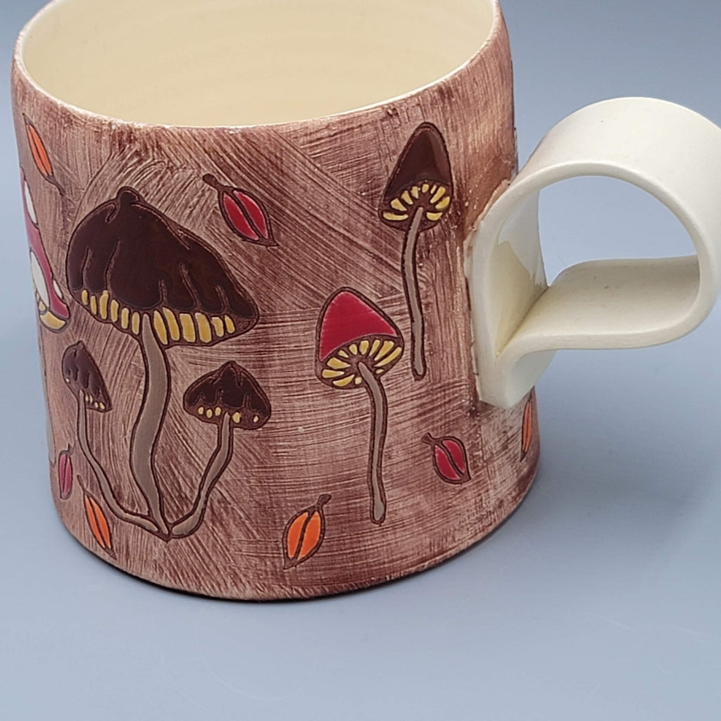 Vintage Handmade Mushroom Coffee Mug Pottery Hand Painted