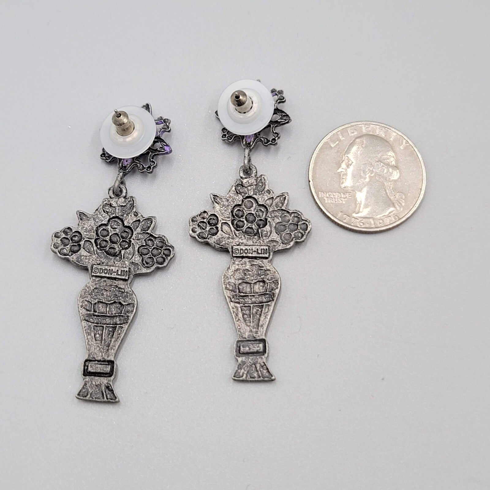 Vintage Don Lin Pierced Earrings Flower Bouquet Dangle 2.5"