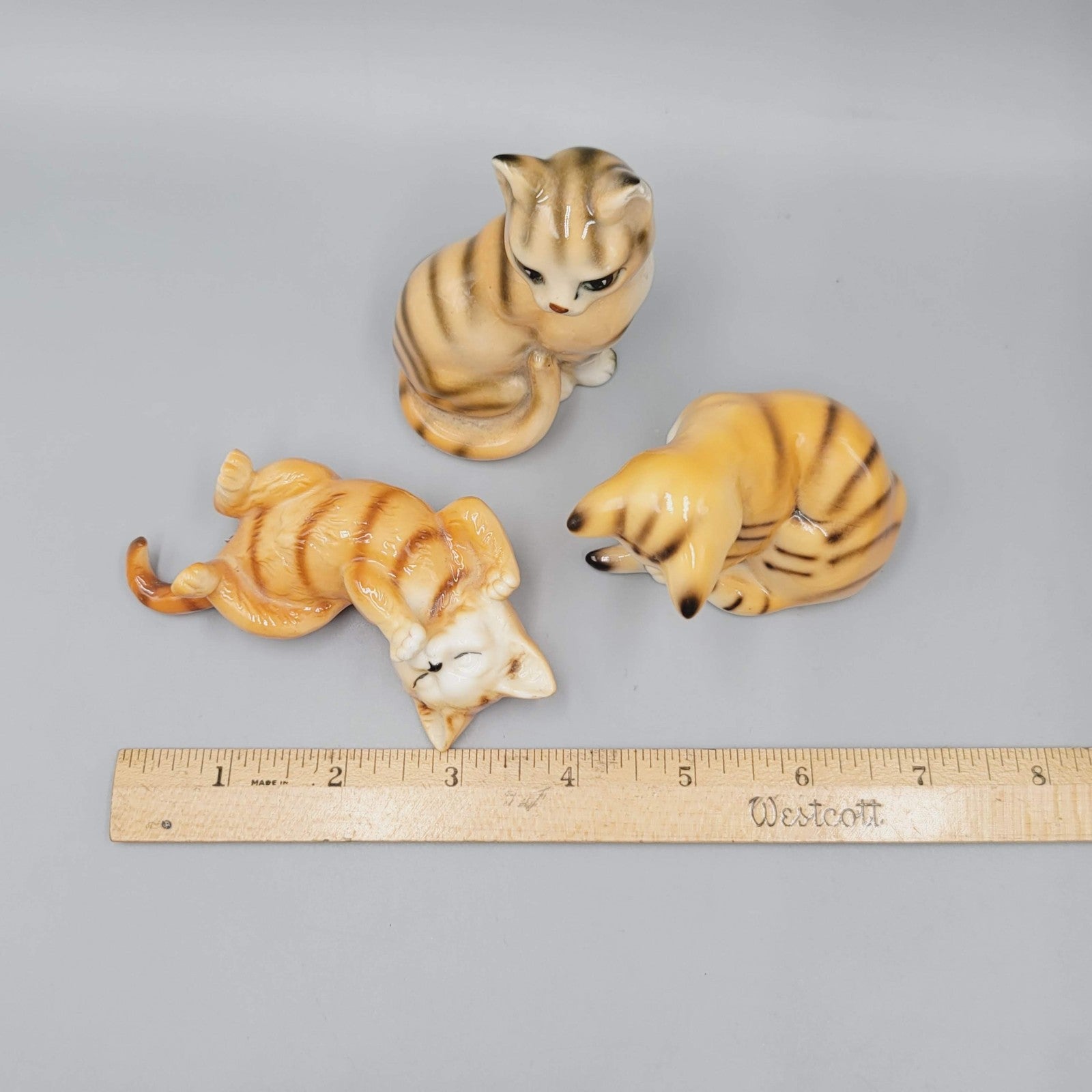 Vintage Cats of Character Bone China Figurines Set Cat Nap Orange Tabby England