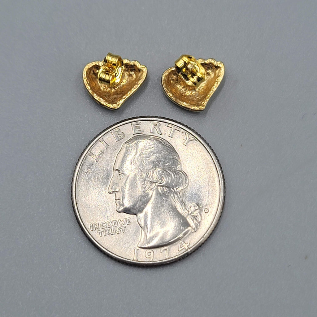 Heart Studs Pierced Earrings Gold Plated 1/4"