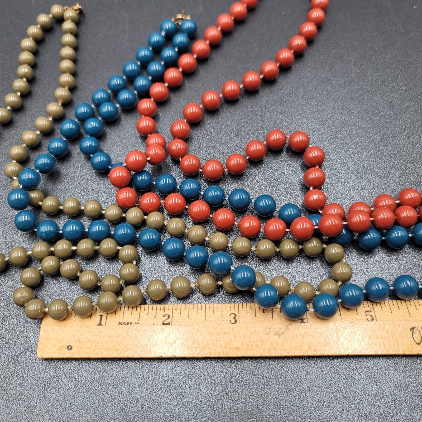 Vintage Necklace Lot of 3 Blue Green Orange Estate Costume Jewelry