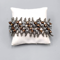 Gray Silver Copper tone Faceted Beads Bracelet 7"