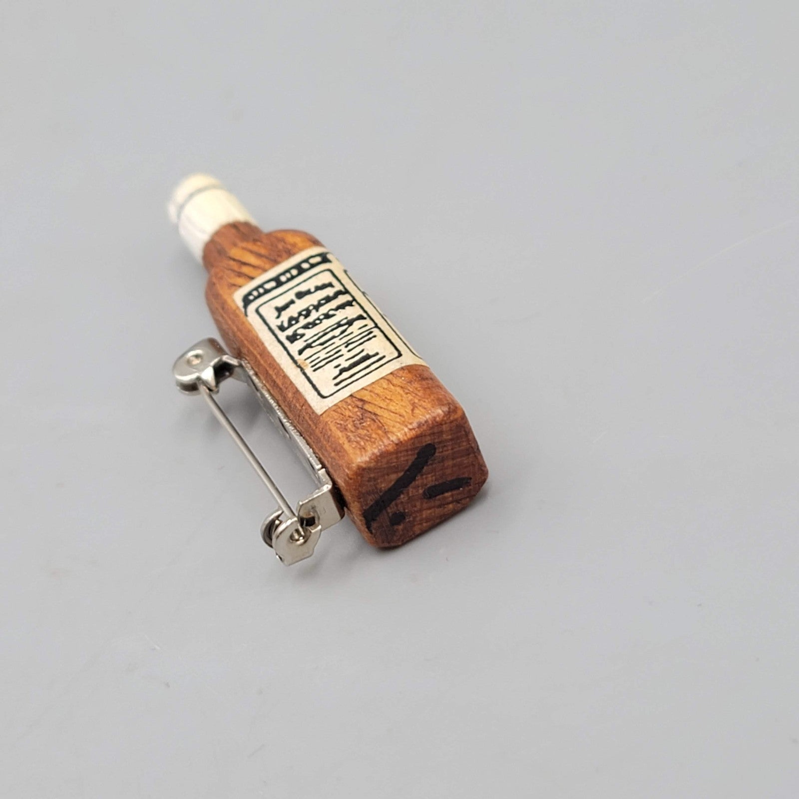 Vintage Jim Beam Bottle Wood Brooch 2 in