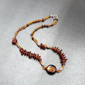 Amber and Glass Beaded Pendant Necklace Boho 18"