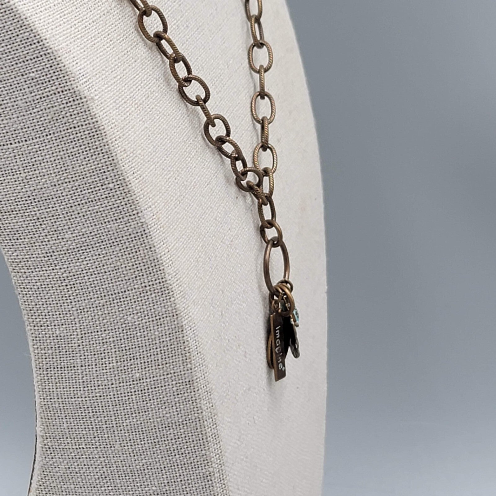 Vintage Bronze Chain Necklace Sea Turtle Sand Dollar Charms Imagine 18"