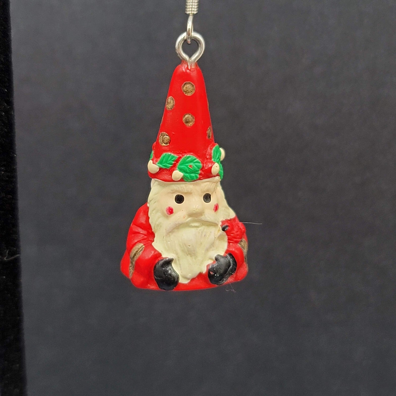 Vintage Santa Claus Pierced Earrings Resin Dangle 1.25"