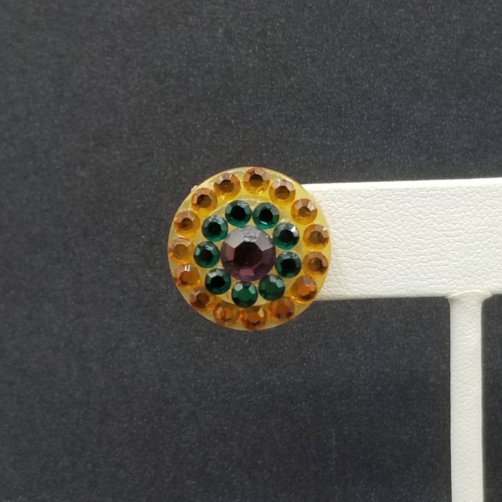 Pierced Earrings Multicolor Crystal Button Style Drop Stud 3/4"
