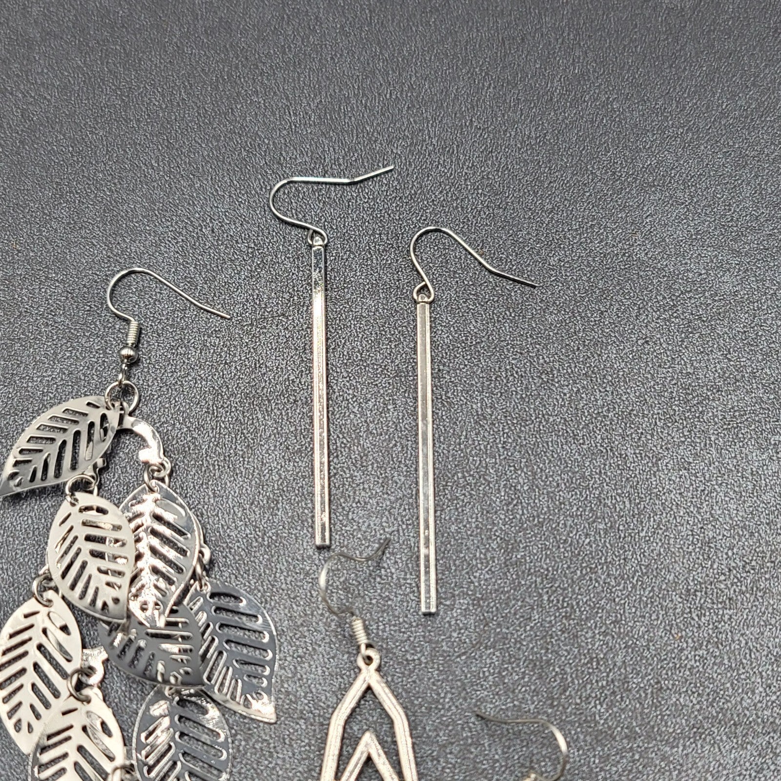 Lot of 4 Pierced Earrings Silver tone Dangle Statement
