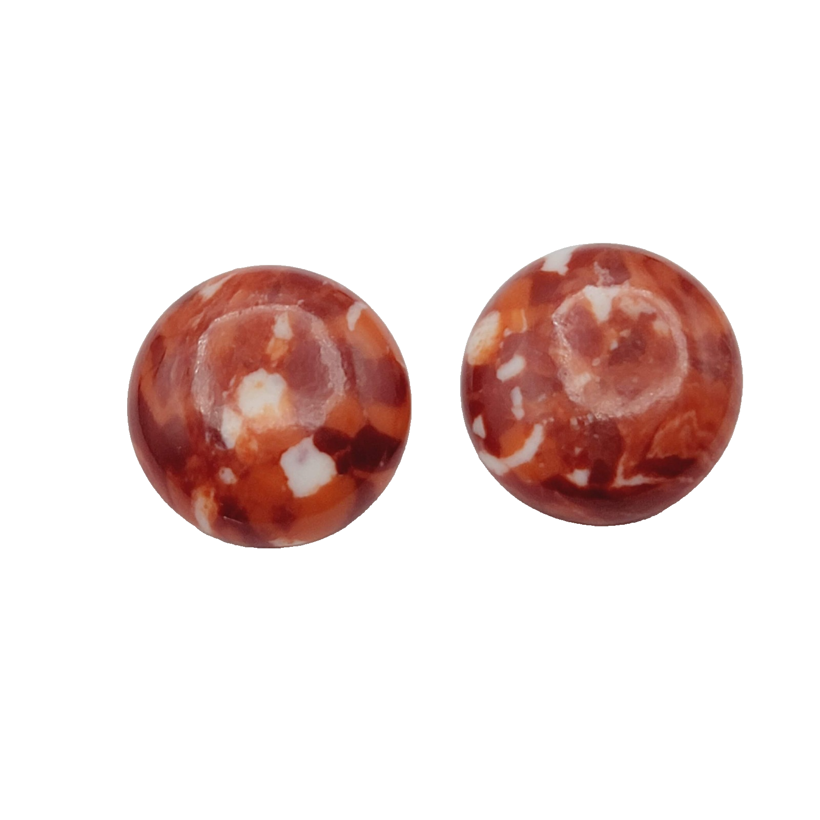 Vintage Confetti Red Round Clip on Earrings Acrylic Drop 1 1/8 in